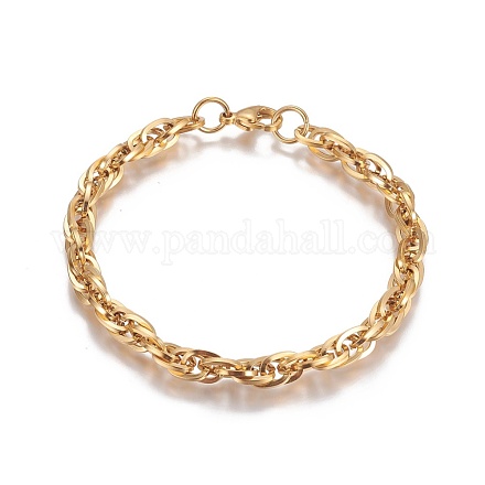 Ion Plating(IP) 304 Stainless Steel Rope Chain Bracelets BJEW-I274-07G-1