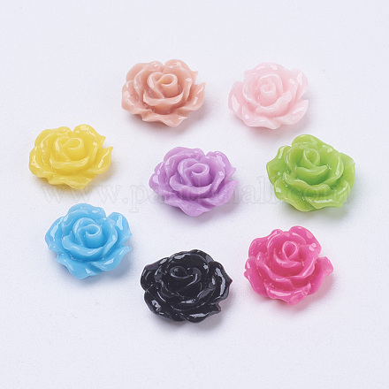 Mixed Opaque Resin Flower Cabochons X-CRES-B342-M-1