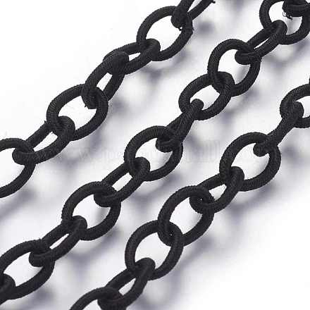 Anello di catene di cavi di seta fatti a mano di colore nero X-EC-A001-18-1