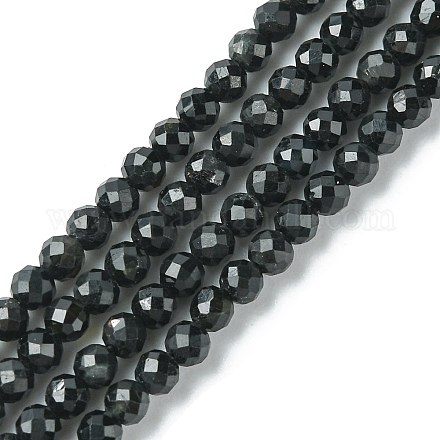 Naturali nera perle di tormalina fili G-F748-Y01-02-1