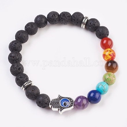 Gemstone & Resin Beads Stretch Bracelets BJEW-JB03757-08-1