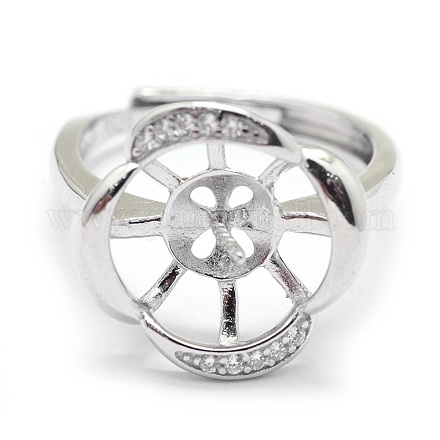 Adjustable 925 Sterling Silver Finger Ring Components STER-I016-039P-1