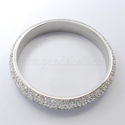 ファッション304のステンレス鋼の結婚式のダイヤモンドの腕輪  ラインストーンビーズで  プラチナ  65mm X-BJEW-R162-4-1