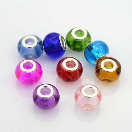 Transparent Glass European Beads GPDL-J014-M-1