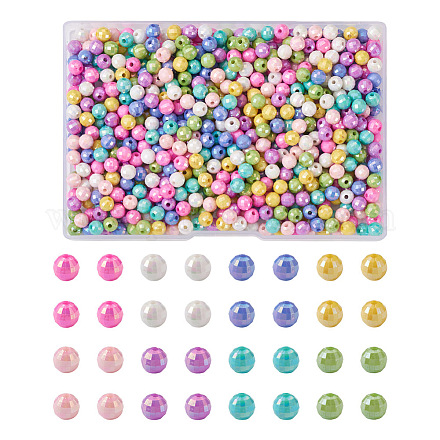PandaHall Jewelry 800Pcs 8 Colors Opaque Acrylic Beads MACR-PJ0001-05-1