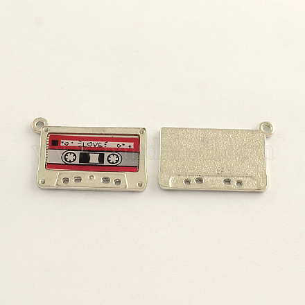 Platinum Plated Alloy Cassette Tape Pendants PALLOY-R044-03-NF-1