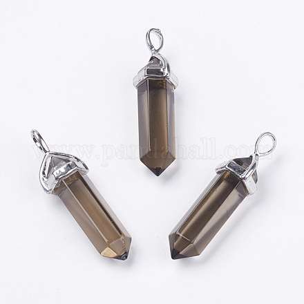 Bullet pendentifs en verre en alliage de zinc ton platine G-E467-66E-FF-1