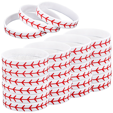 Softball-Armband aus Silikon mit Kordel BJEW-WH0020-50-1