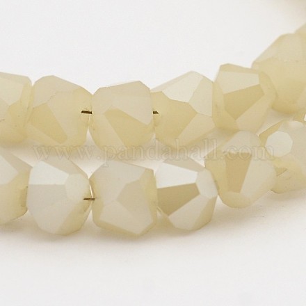 Chapelets de perles en verre électrolytique d'imitation jade EGLA-J076-FR04-1