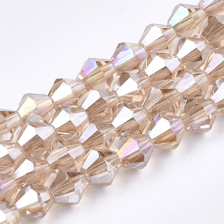 Chapelets de perles en verre électroplaqué X-EGLA-Q118-6mm-B10-1