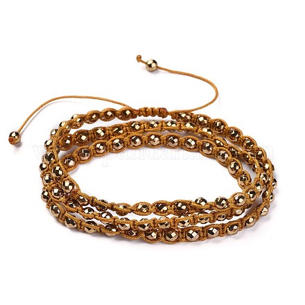 Non-magnetic Synthetic Hematite Beads Wrap Bracelets BJEW-JB04324-1