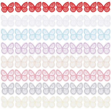 GORGECRAFT 64Pcs 8 Colors Butterfly Lace Trim Embroidery Butterflies Appliques Sew Iron On Patch Organza Patches Sewing Fabric Embellishments for Wedding Bridal Hair Clothes Dress Decor DIY Craft DIY-GF0006-89-1