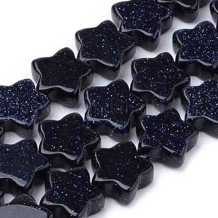 Chapelets de perles en pierre d'or bleue synthétique G-R451-08B-1
