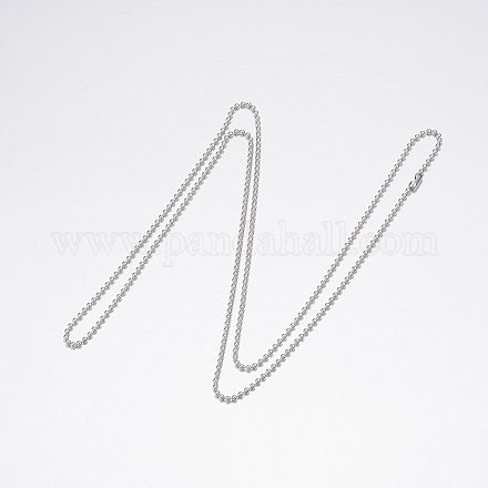 304ステンレス鋼ネックレス  ビーズのネックレス  ラウンド  ステンレス鋼色  23.6インチ（60cm）  1.5 mm幅 X-NJEW-G307-07-1.5mm-P-1