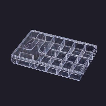 プラスチックビーズ収納ケース  20のコンパートメント  長方形  透明  20x14x2.8cm CON-R006-12-1