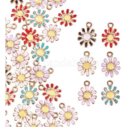 PandaHall Elite 6 Color Daisy Flower Charms Pendant Plant Flower Enamel Dangle Charms Beads for Necklace Bracelet Earrings DIY Jewelry Making PALLOY-PH0005-67-1