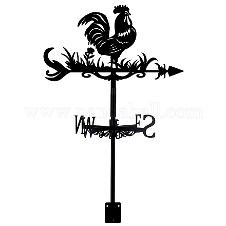 SUPERDANT Rooster Weathervane Chicken Wrought Iron Wind Vane Roof Garden Direction Sign Outdoor Farmhouse Decoration Wind Measuring Tool AJEW-WH0265-012-1