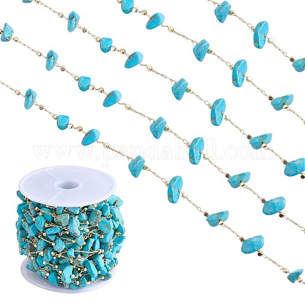 Perlenketten aus synthetischen türkisfarbenen Chips CHC-SZ0001-62K-1
