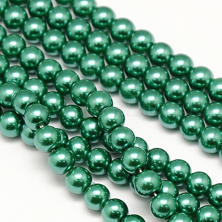 Hebras de cuentas redondas de perlas de vidrio teñidas ecológicas X-HY-A002-10mm-RB118-1