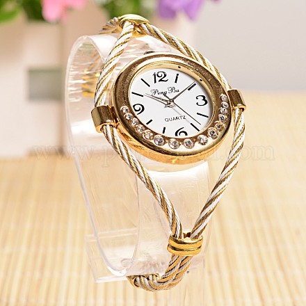 Tono de oro pulseras de reloj de acero inoxidable de la señora WACH-F008-06C-1