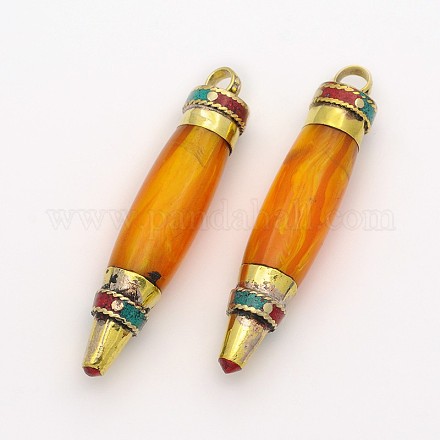 Handmade Tibetan Style Imitation Beeswaxs Bullet Pointed Pendants TIBEP-M033-06-1