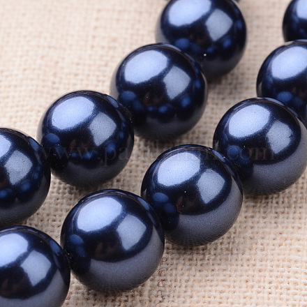 Polished Round Grade A Shell Pearl Bead Strands X-BSHE-M027-6mm-05-1