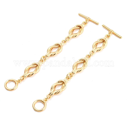 Brass Toggle Clasps with Links KK-D048-02G-1
