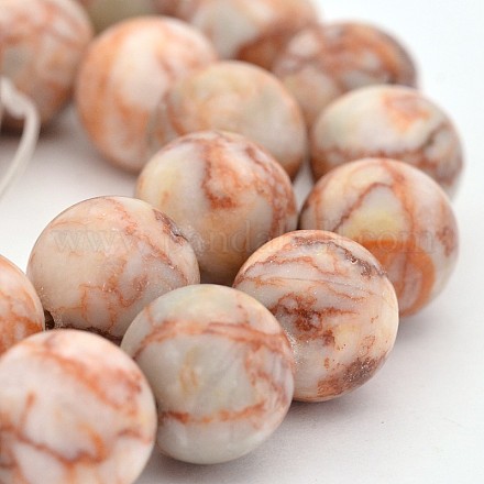 Natural Red Line Stone Round Bead Strands G-J276-18-12mm-1