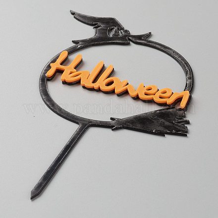 Decoración de tarjeta de inserción de pastel de palabra de halloween de acrílico X-DIY-H109-01-1