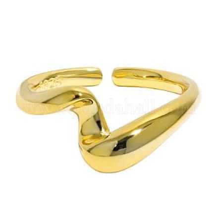 スターリングシルバーのオープンリング 925 個  女性向けのウェーブツイスト調節可能なリングを備えたミニマリストデザイン  ゴールドカラー  内径：usサイズ5 1/2（16mm） JR947B-1