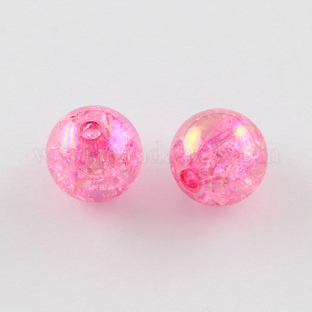 Bubblegum AB Color Transparent Crackle Acrylic Round Beads CACR-R011-12mm-10-1