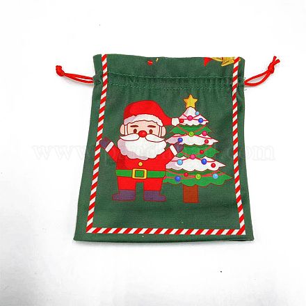 Рождественские мешочки с кулиской из ткани с принтом XMAS-PW0001-235D-1