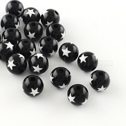Star Pattern Opaque Acrylic Beads SACR-R882-20mm-01-1