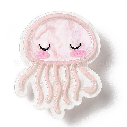 Pinzas para el cabello de cocodrilo acrílico con medusas con tema del océano OHAR-A009-01G-1