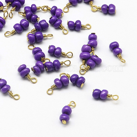 Plastic Seed Bead Charms with Golden Tone Brass Head Pins KK-Q576-03G-1