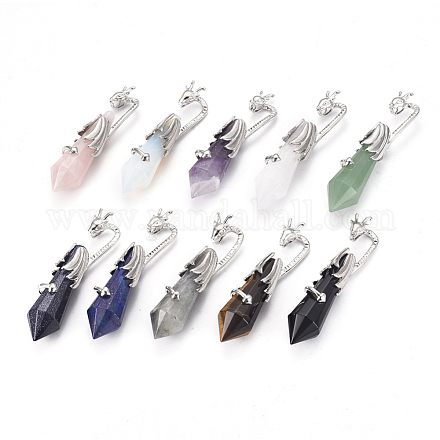 Natural & Synthetic Mixed Gemstone Big Pointed Pendants G-L521-F-P-1