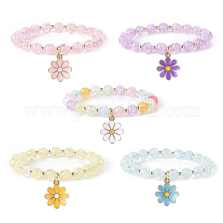 Bracelets de charme de fleur d'émail d'alliage BJEW-JB09046-1