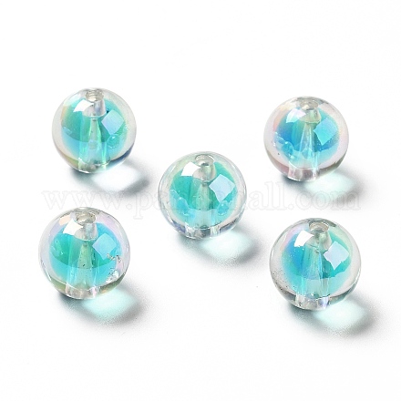 Perles acryliques irisées arc-en-ciel à placage uv bicolore TACR-D010-03A-02-1