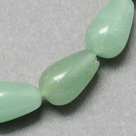 Teardrop Shaped Natural Gemstone Green Aventurine Stone Beads Strands G-S107-07-1