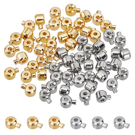 ARRICRAFT 60Pcs 2 Colors Brass Crimp Beads FIND-AR0001-55-1
