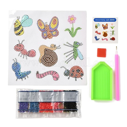 Kits de pegatinas de pintura de diamante con tema de insectos diy para niños DIY-O016-06-1