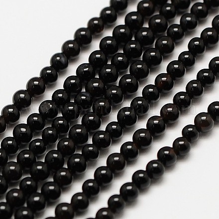 Brins de perles rondes en onyx noir naturel G-A130-2mm-K04-1