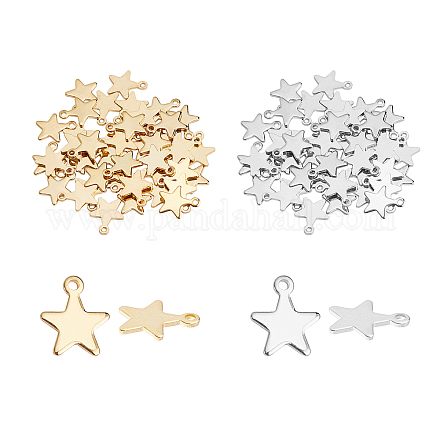  UNICRAFTALE 100pcs Star Charm 2 Colors Metal Pendants Stainless  Steel Charms 1.4mm Hole Flat Charms Pendant for DIY Jewelry Making Craft  10x8.5x1mm