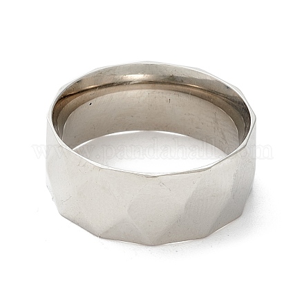 女性のための316リットルのステンレス鋼多面的な指輪  ステンレス鋼色  usサイズ7（17.3mm） STAS-O160-04-1