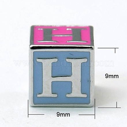 Alloy Enamel Large Hole Cube Beads X-ENAM-C1491-H-1