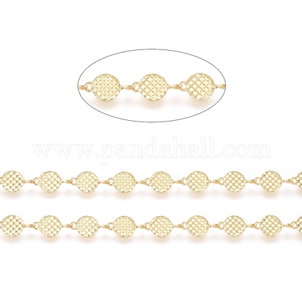 Textured Brass Handmade Link Chains CHC-G006-09G-1
