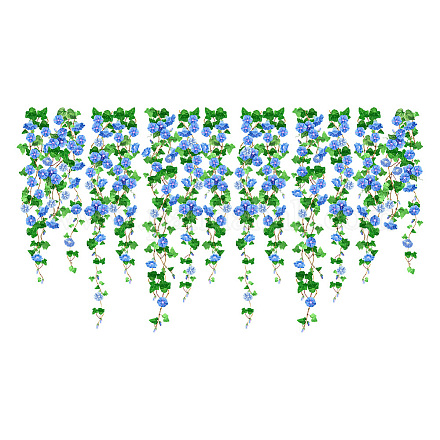 Superdant adesivi murali petunia blu mattina gloria decalcomania della parete fiori vite arte della parete adesivi autoadesivi per la casa camera da letto soggiorno balcone decorazioni per lo sfondo della tv DIY-WH0228-653-1