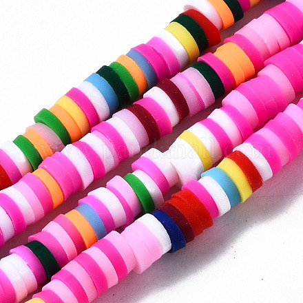 Handmade Polymer Clay Beads Strands CLAY-R089-4mm-090-1