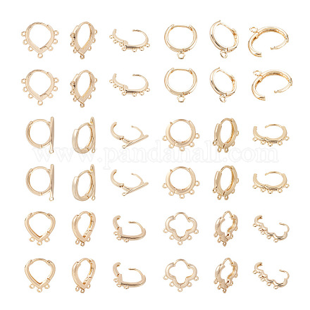 Craftdady 12 Pairs 6 Style Brass Hoop Earring Findings KK-CD0001-21-1