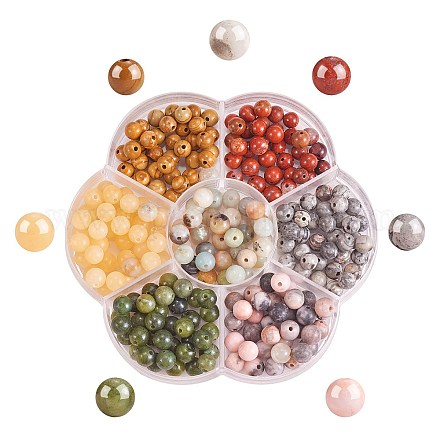 280pcs 7 perles de pierres précieuses naturelles de style G-SZ0001-99B-1